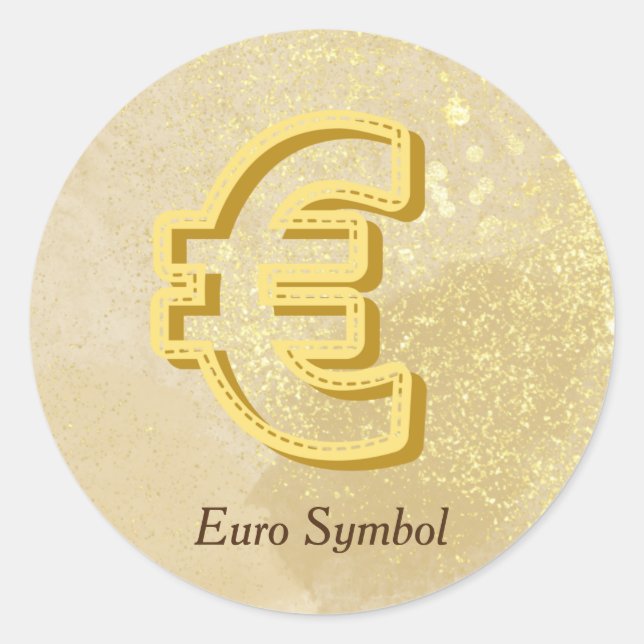 Sticker Rond Symbole Euro Jaune Infusé Reiki Money (Devant)