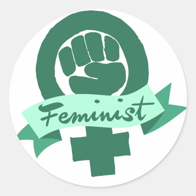 Sticker Rond Symbole féministe en turquoise (Devant)