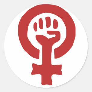 Sticker Rond Symbole féministe rouge
