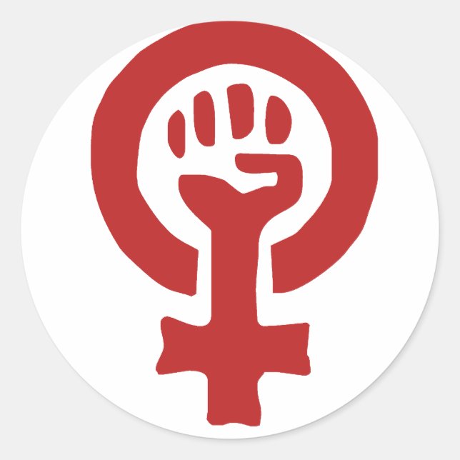 Sticker Rond Symbole féministe rouge (Devant)