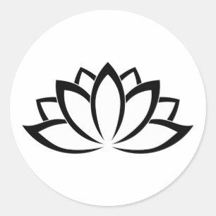 Sticker Rond Symbole Fleur de Lotus en fleurs blanches