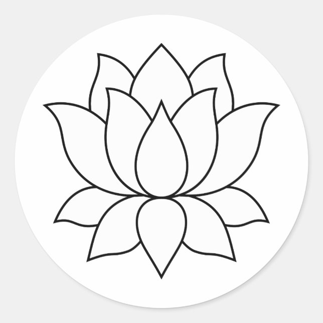 Sticker Rond Symbole Fleur de Lotus en fleurs blanches (Devant)