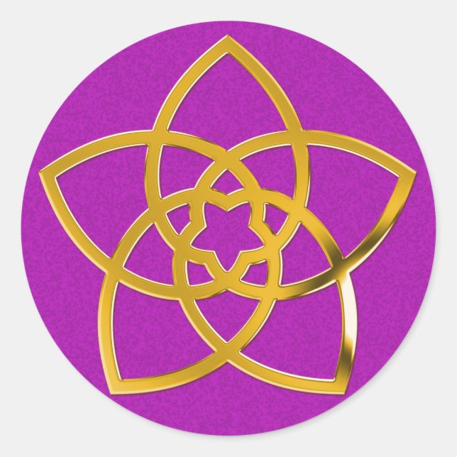 Sticker Rond Symbole Fleur Vénus / OR | agrafeuse magenta (Devant)