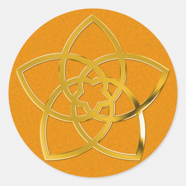 Sticker Rond Symbole Fleur Vénus / OR | éclaboussure orange (Devant)