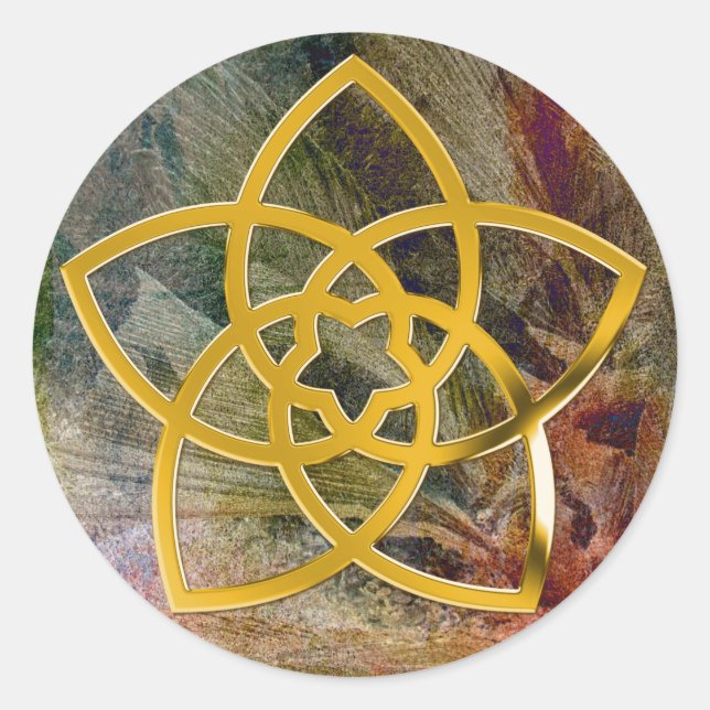Sticker Rond Symbole Fleur Vénus / OR | plume (Devant)