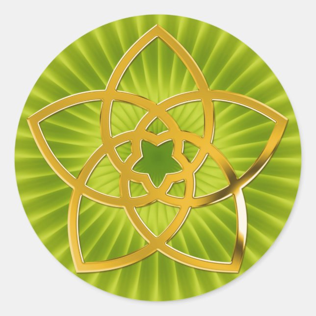 Sticker Rond Symbole Fleur Vénus / OR | vert clair (Devant)