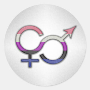 Sticker Rond Symbole Fluide de genre