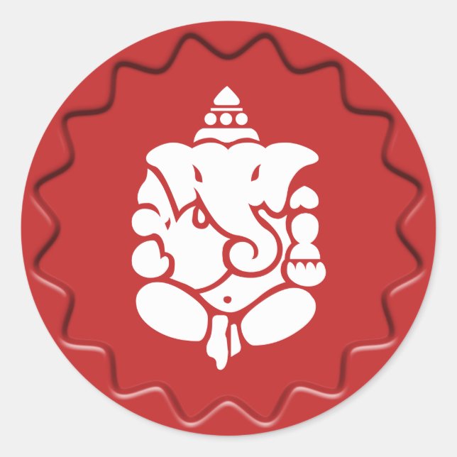 Sticker Rond SYMBOLE GANESHA Sceau de cire rouge (Devant)
