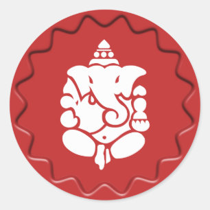 Sticker Rond SYMBOLE GANESHA Sceau de cire rouge