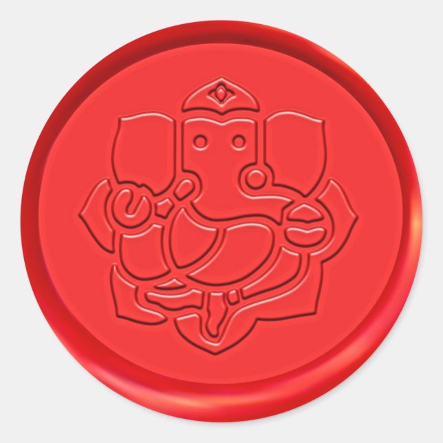 Sticker Rond SYMBOLE GANESHA Sceau de cire rouge (Devant)