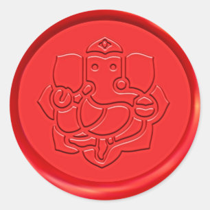 Sticker Rond SYMBOLE GANESHA Sceau de cire rouge