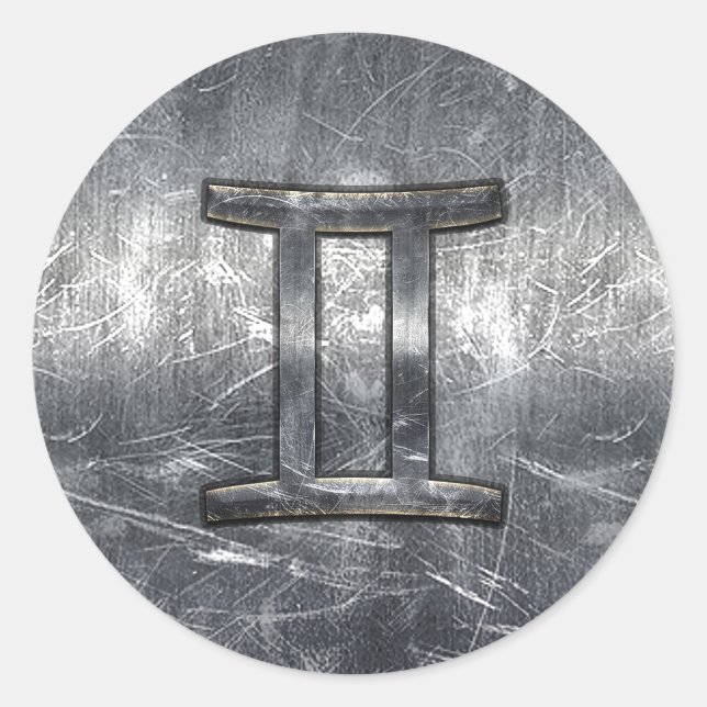 Sticker Rond Symbole Gemini Zodiac en Grunge style dévêtu (Devant)