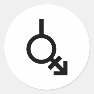 Sticker Rond Symbole genre Bigender Androgyne et Neutrois