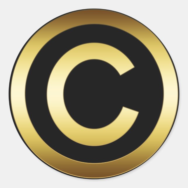 STICKER ROND SYMBOLE GOLD COPYRIGHT (Devant)