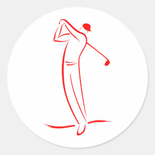 Sticker Rond symbole golfer zazzle