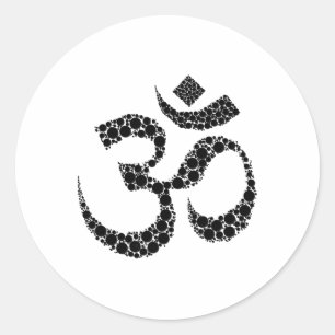 Sticker Rond Symbole graphique de méditation hindou Om Yoga Aum