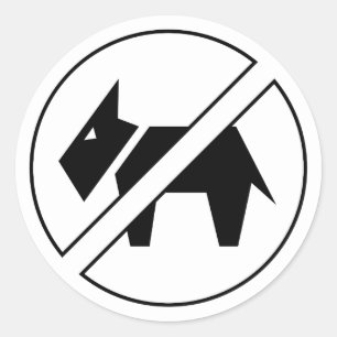 Sticker Rond Symbole gras noir et blanc « Chiens non autorisés