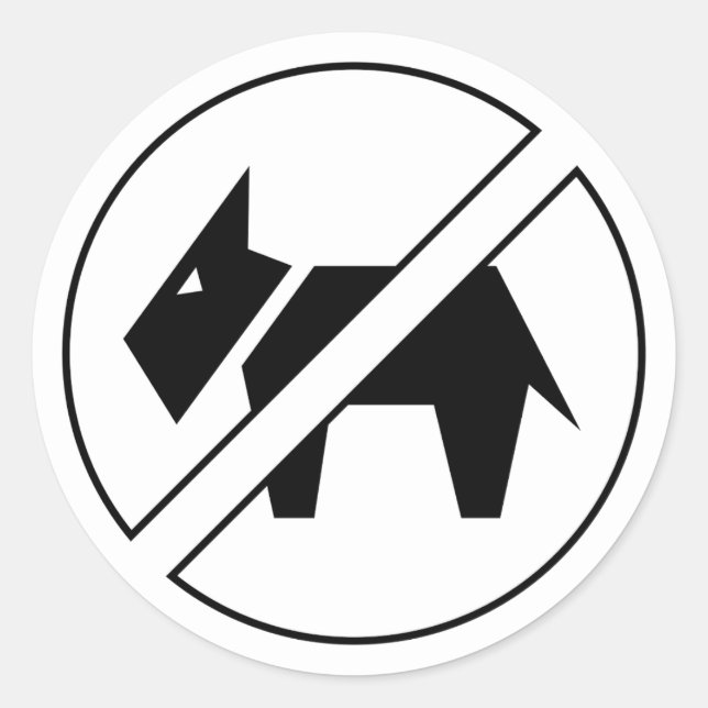 Sticker Rond Symbole gras noir et blanc « Chiens non autorisés  (Devant)