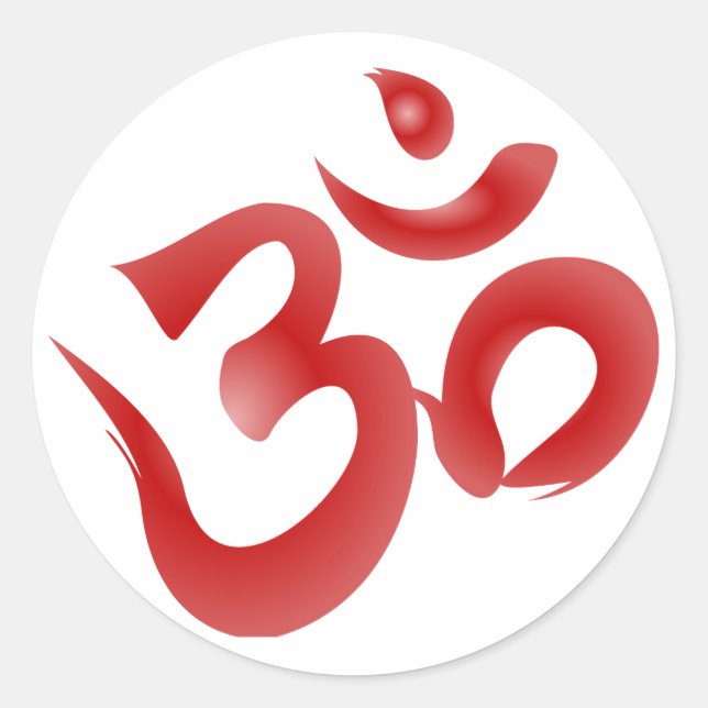 Sticker Rond Symbole hindou rouge Om Aum Devanagari Calligraphi (Devant)