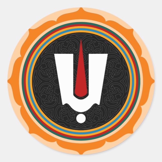 Sticker Rond Symbole Hindu Tilak - Symbole Hindu Dieu Lotus (Devant)