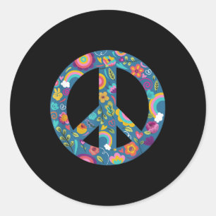 Sticker Rond Symbole hippie Paix Logo anti-guerre Chant de paix