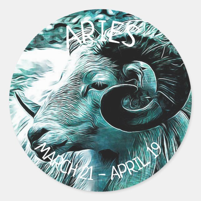 Sticker Rond Symbole Horoscope Aries (Devant)