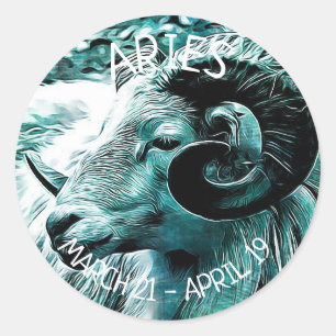 Sticker Rond Symbole Horoscope Aries