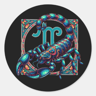 Sticker Rond SYMBOLE Horoscope Scorpio   Scorpion bleu