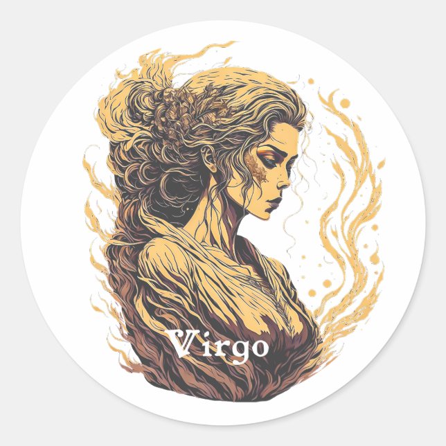 Sticker Rond Symbole Horoscope Virgo (Devant)