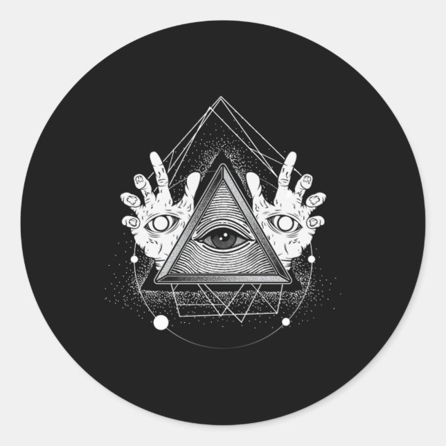 Sticker Rond Symbole illuminati triangle maçonnique Pyramide Co (Devant)