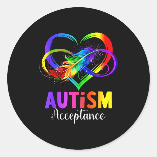 Sticker Rond Symbole infini de sensibilisation et d'acceptation (Devant)