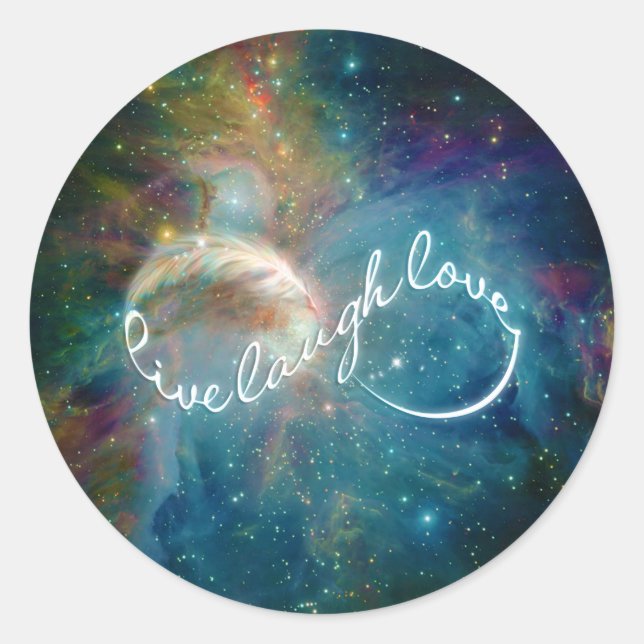 Sticker Rond Symbole infinité de "Live Laugh Love" mystique (Devant)