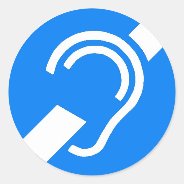 Sticker Rond Symbole international d'autocollant pour le sourd (Devant)