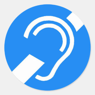 Sticker Rond Symbole international d'autocollant pour le sourd