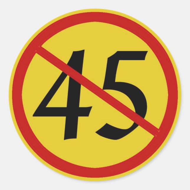 Sticker Rond Symbole international du NO avec 45 pour Trump (Devant)