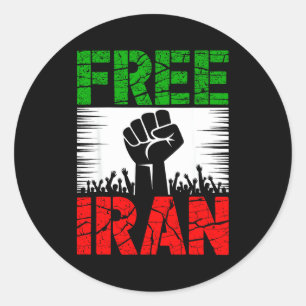 Sticker Rond Symbole iranien drapeau battement de cœur liberté