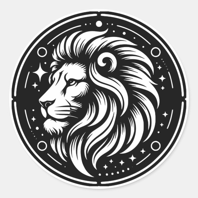 Sticker Rond Symbole Lion Lion Lion Lion de l'Horoscope (Devant)