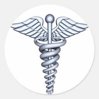 Sticker Rond Symbole Médicale Argent