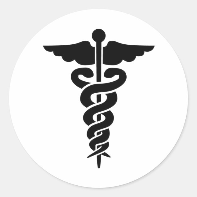 Sticker Rond Symbole Médicale Caduceus (Devant)