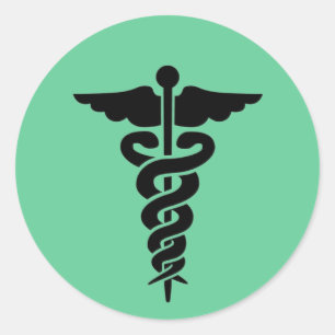 Sticker Rond Symbole Médicale Caduceus