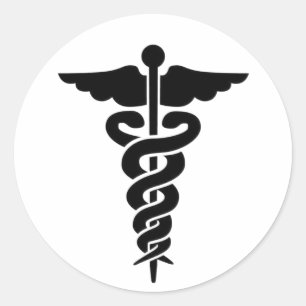 Sticker Rond Symbole Médicale Caduceus