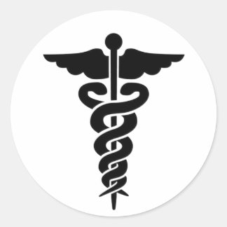 Sticker Rond Symbole Médicale Caduceus