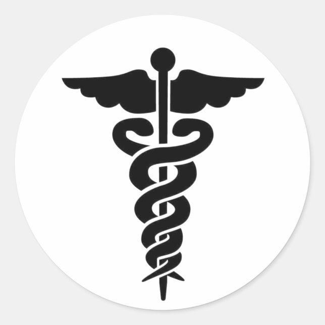 Sticker Rond Symbole Médicale Caduceus (Devant)