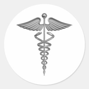 Sticker Rond Symbole Médicale d'argent