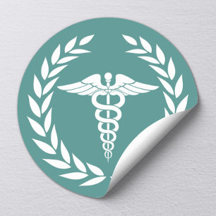 Sticker Rond Symbole Médicale de Caduceus Nursing