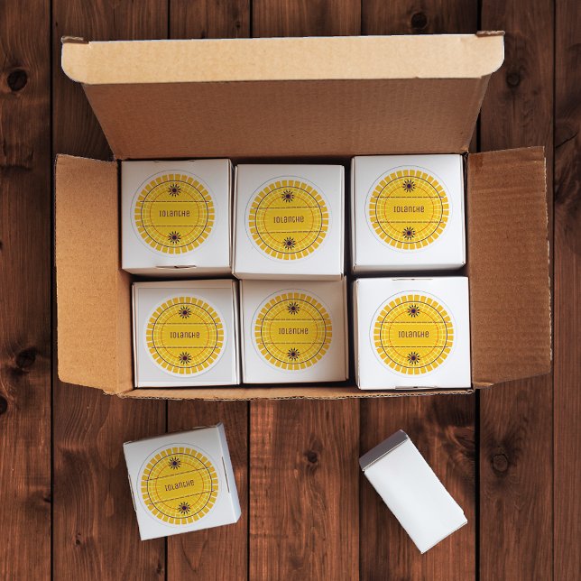 Sticker Rond Symbole moderne Jaune et Violet Soleil Personnalis (Créateur téléchargé)