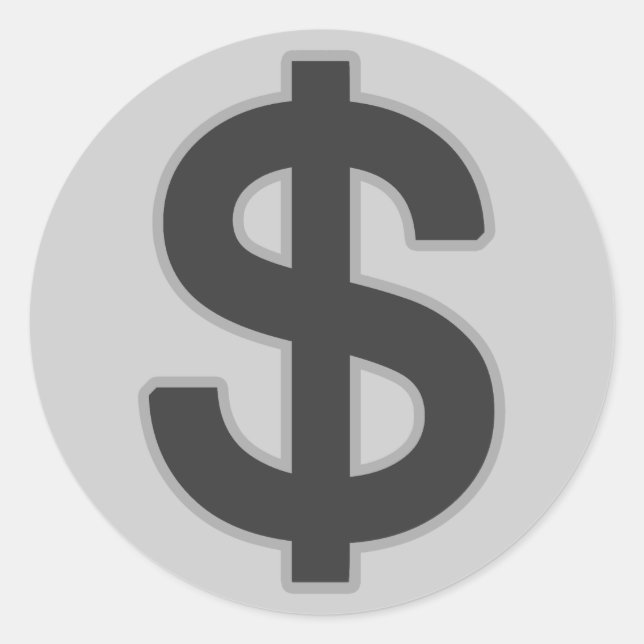 Sticker Rond symbole monétaire graphique b&w (Devant)