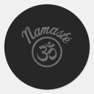 Sticker Rond Symbole Namaste Aum Vintage Bohème