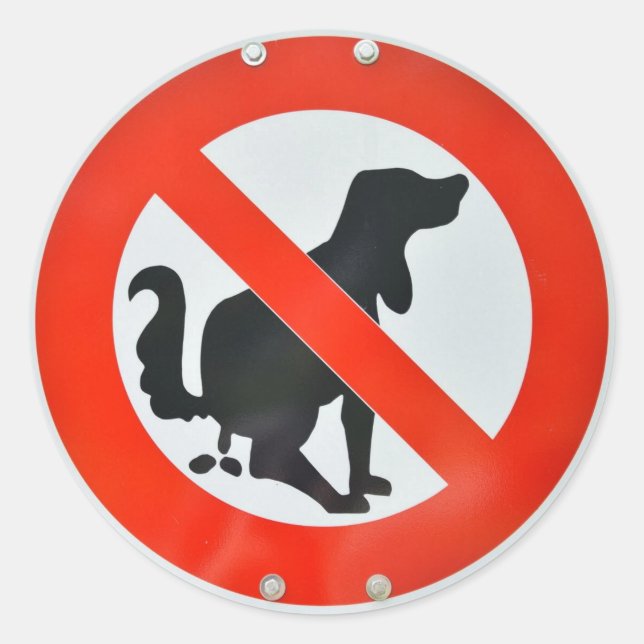 Sticker Rond Symbole No Dog Poop Poop Poop (Devant)