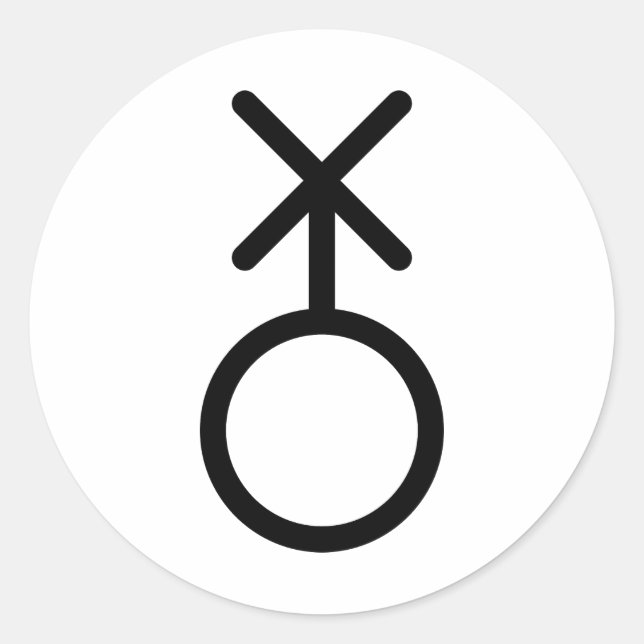 Sticker Rond symbole non binaire (Devant)